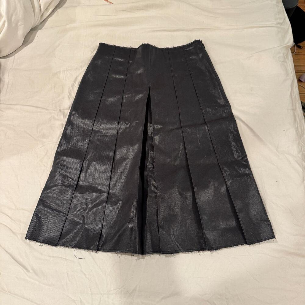 Rare Geel Sammie Waxed Cotton Pleated Skirt — XS
